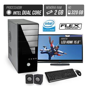 Computador Flex Computer Starter Intel Dual Core 2GB HD 320GB Áudio 5,1 Monitor LED 15.6