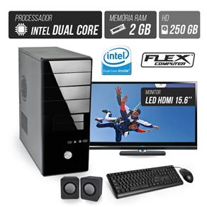 Computador Flex Computer Starter Intel Dual Core 2GB HD 250GB Áudio 5,1 Monitor LED 15.6
