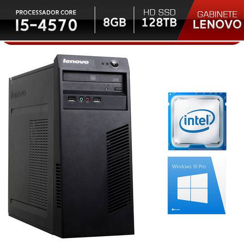 Computador Gabinete Lenovo Intel Core I5-4570 8GB HD 128GB Ssd DVD Fonte Pfc Ativo Windows 10 Pro