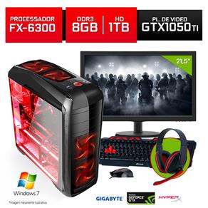 Computador Gamer Neologic Amd Fx6300, Gtx1050Ti, 8Gb, 1Tb, Win 7, Monitor 21,5 - Nli80022