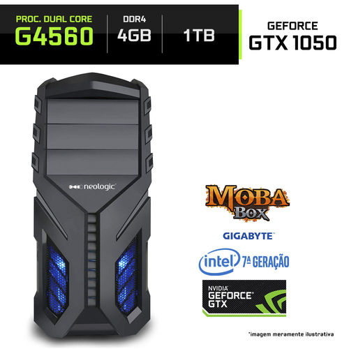 Computador Gamer Neologic Moba Box Dual Core G4560 7ª Geração 4GB (Gtx 1050 2GB) 1TB