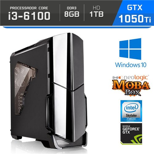 Tudo sobre 'Computador Gamer Neologic Moba Box i3-6100 8Gb 1Tb GeForce Gtx 1050Ti Win 10 - NLI64478'