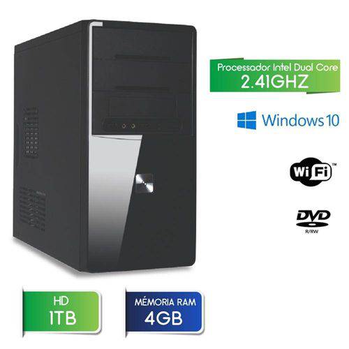 Computador 3green Fast Intel Dual Core 2.41ghz 4gb Hd 1tb Dvd Wifi Usb 3.0 Windows 10