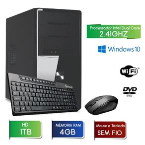 Computador 3Green Fast Intel Dual Core 2.41ghz 4GB HD 1TB Wifi DVD Mouse Teclado Sem Fio Windows 10