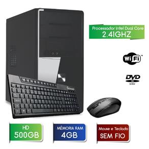 Computador 3green Fast Intel Dual Core 2.41ghz 4gb Hd 500gb Wifi Usb 3.0 Dvd Mouse Teclado Sem Fio