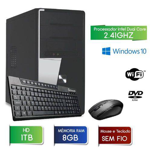 Computador 3green Fast Intel Dual Core 2.41ghz 8gb Hd 1tb Wifi Dvd Mouse Teclado Sem Fio Windows 10