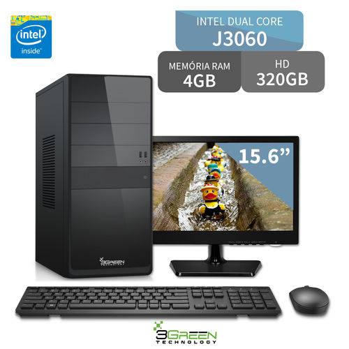 Tudo sobre 'Computador 3green Intel Dual Core J3060 4gb 320gb com Monitor Led 15.6 Mouse Teclado Hdmi USB 3.0'