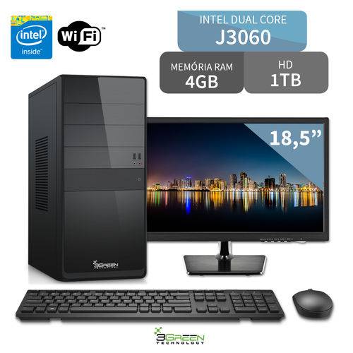 Tudo sobre 'Computador 3green Intel Dual Core J3060 4gb 1tb com Monitor Led 18.5 Wifi Hdmi USB 3.0'