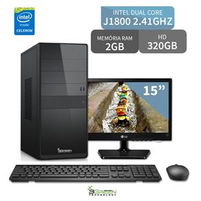 Computador 3Green Intel Dual Core J3060 2Gb 320Gb com Monitor Led 15.6 Mouse Teclado Hdmi Usb 3.0