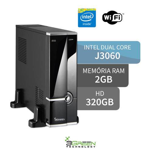 Tudo sobre 'Computador 3green Slim Intel Dual Core J3060 2gb 320gb Wifi Hdmi USB 3.0'