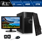 Computador ICC Intel Core I3 3.20 ghz 4GB HD 2TB Kit Multimídia HDMI FULLHD Monitor LED