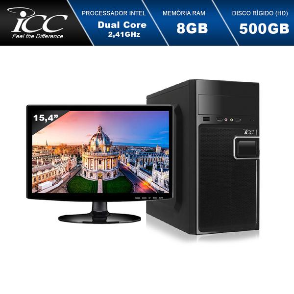 Computador ICC IV1881SM15 Intel Dual Core 2.41ghz 8GB HD 500GB USB 3.0 HDMI FULL HD Monitor LED 15,4"