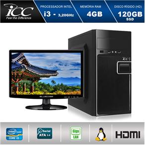 Computador ICC IV2346SM15 Intel Core I3 3.20Ghz 4GB HD 120GB SSD HDMI FULL HD Monitor LED