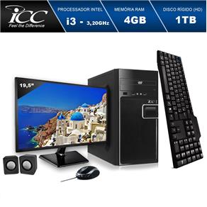 Computador ICC IV2342CWM19 Intel Core I3 3.20ghz 4GB HD 1TB DVDRW Kit Multimídia Monitor LED19,5" HDMI FULLHD Windows 10