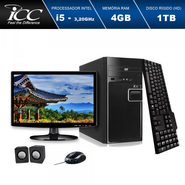 Computador ICC IV2542CM15 Intel Core I5 3.2Ghz 4GB HD 1TB DVDRW Kit Multimídia Monitor LED
