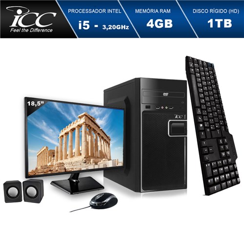Computador Icc Iv2542cm18 Intel Core I5 3.20 Ghz 4Gb Hd 1Tb Dvdrw Kit Multimídia Monitor Led 18,5' Hdmi Fullhd