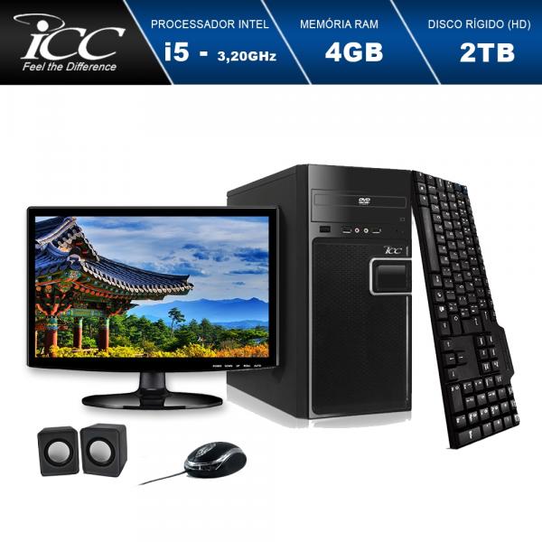 Computador ICC IV2543CWM15 Intel Core I5 3.2Ghz 4GB HD 2TB DVDRW Kit Multimídia Monitor LED Windows 10