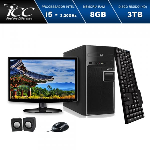 Computador ICC IV2584CWM15 Intel Core I5 3.2Ghz 8GB HD 3TB DVDRW Kit Multimídia Monitor LED Windows 10