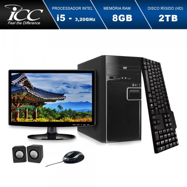 Computador ICC IV2583CM15 Intel Core I5 3.2Ghz 8GB HD 2TB DVDRW Kit Multimídia Monitor LED