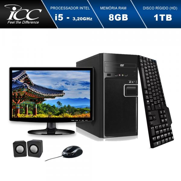 Computador ICC IV2582CWM15 Intel Core I5 3.2Ghz 8GB HD 1TB DVDRW Kit Multimídia Monitor LED Windows 10