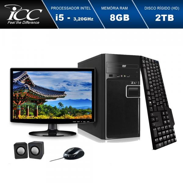 Computador ICC IV2583CWM15 Intel Core I5 3.2Ghz 8GB HD 2TB DVDRW Kit Multimídia Monitor LED Windows 10