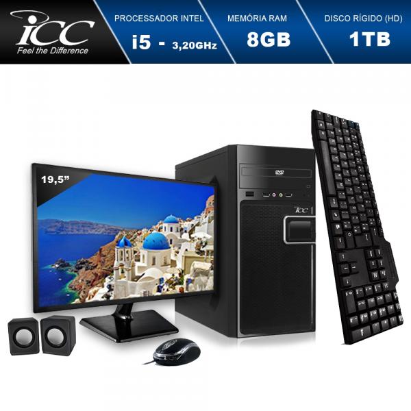 Computador ICC IV2582CWM19 Intel Core I5 3.2 Ghz 8GB HD 1TB DVDRW Kit Multimídia Windows 10 Monitor LED 19,5"