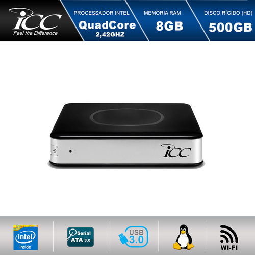 Computador Icc Nano Pc Np1981s Intel Quadcore J1900 2,42ghz, Wifi, 8gb, HD 500gb, Hdmi, USB 3.0