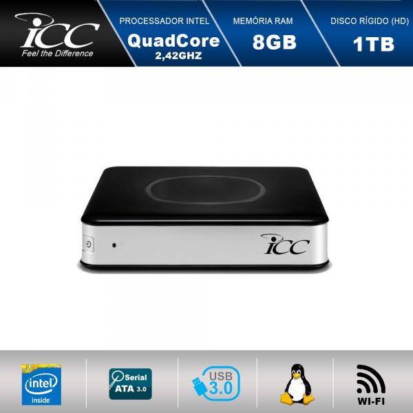 Computador ICC Nano PC NP1982S Intel Quadcore J1900 2,42Ghz, Wifi, 8GB, HD 1TB, HDMI, USB 3.0
