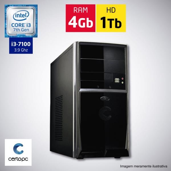 Computador Intel Core I3 7ª Geração 4GB HD 1TB Certo PC SMART 016