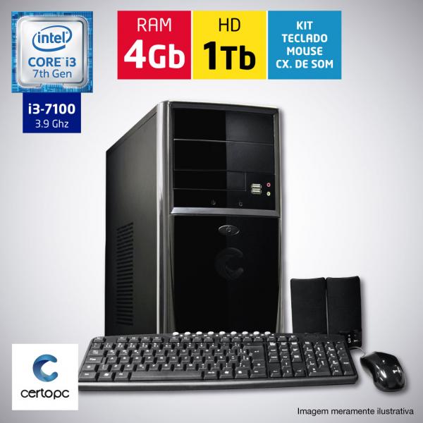 Computador Intel Core I3 7ª Geração 4GB HD 1TB Certo PC SMART 018