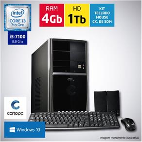 Computador Intel Core I3 7ª Geração 4GB HD 1TB com Windows 10 Certo PC SMART 020