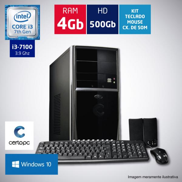 Computador Intel Core I3 7ª Geração 4GB HD 500GB com Windows 10 Certo PC SMART 005