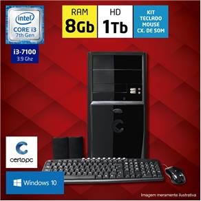 Computador Intel Core I3 7ª Geração 8GB HD 1TB com Windows 10 Certo PC SMART 046