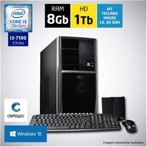 Computador Intel Core I3 7ª Geração 8GB HD 1TB com Windows 10 Certo PC SMART 033