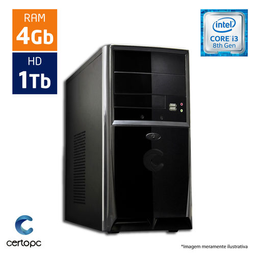 Computador Intel Core I3 8ª Geração 4GB HD 1TB Certo PC Smart 1007