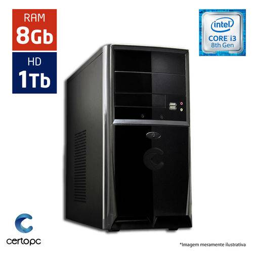 Computador Intel Core I3 8ª Geração 8GB HD 1TB Certo PC Smart 1013