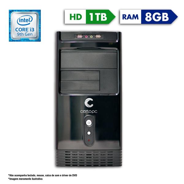 Computador Intel Core I3 9ª Geração 8GB HD 1TB Certo PC Smart 1222