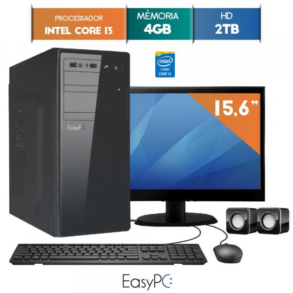 Computador Intel Core I3 3.3ghz, 4GB DDR3, 2TB, HDMI, Áudio 5.1, Monitor LED 15.6 EasyPC Standard