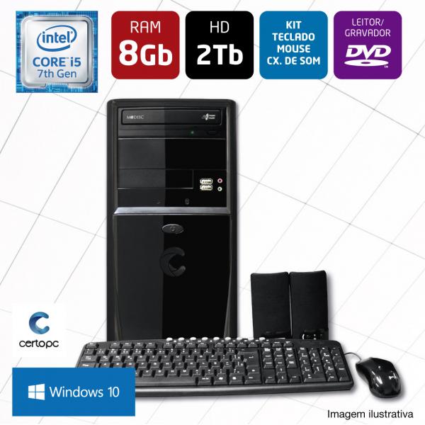 Computador Intel Core I5 7ª Geração 8GB HD 2TB DVD com Windows 10 Certo PC SELECT 005