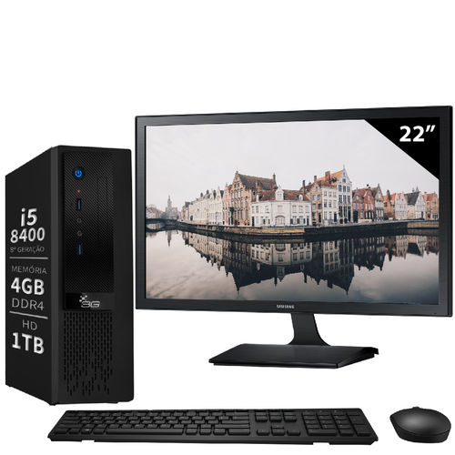 Computador Intel Core I5 8400 8a Geração 4gb Ddr4 1tb Wifi Monitor LED 22 Samsung Windows 10 3green