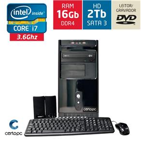 Computador Intel Core I7 16GB HD 2TB DVD Certo PC Desempenho 922