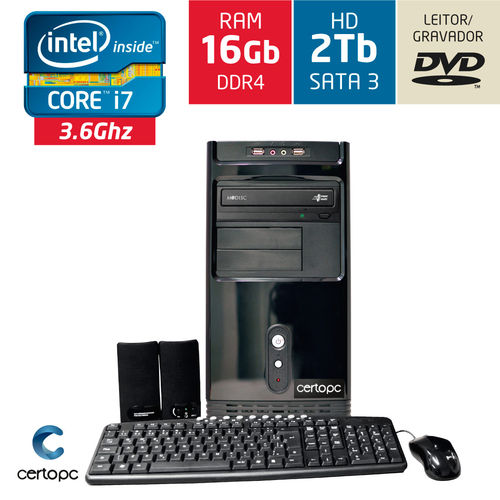 Computador Intel Core I7 16gb Hd 2tb Dvd Certo Pc Desempenho 922