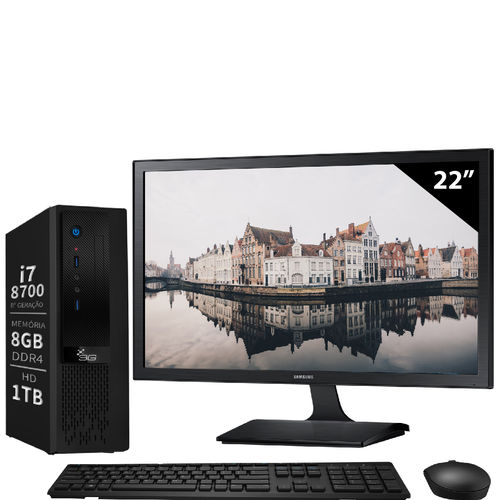 Tudo sobre 'Computador Intel Core I7 8ª Geração 8GB DDR4 1TB Wifi Monitor LED 22 Samsung Windows 10 3green'