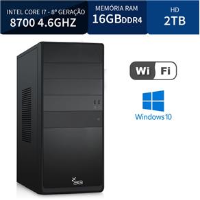 Computador Intel Core I7 8700 8a Geração 4.6ghz 16GB DDR4 HD 2TB Wifi Windows 10 Pro 3Green