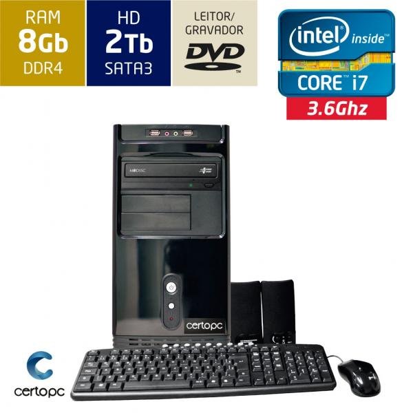 Computador Intel Core I7 8GB HD 2TB DVD Certo PC Desempenho 913