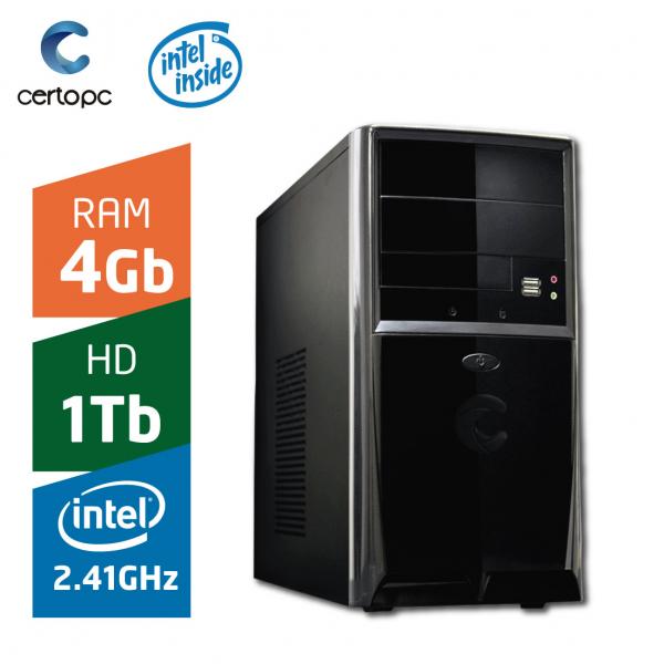 Computador Intel Dual Core 2.41GHz 4GB HD 1TB Certo PC Fit 025