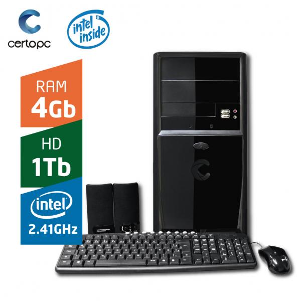 Computador Intel Dual Core 2.41GHz 4GB HD 1TB Certo PC FIT 027