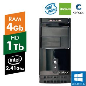 Computador Intel Dual Core 2.41GHz 4GB HD 1TB com Windows 10 Certo PC FIT 1029