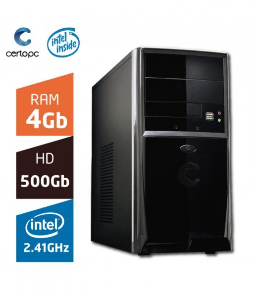 Computador Intel Dual Core 2.41GHz 4GB HD 500GB Certo PC FIT 001