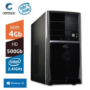 Computador Intel Dual Core 2.41GHz 4GB HD 500GB com Windows 10 Certo PC FIT 1005